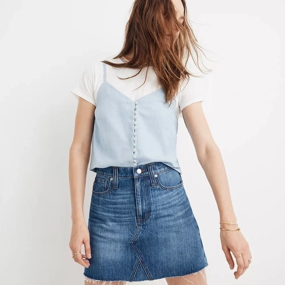 Madewell Rigid Denim A-Line Mini Skirt in Lakeline Wash: Eco Edition Size 28